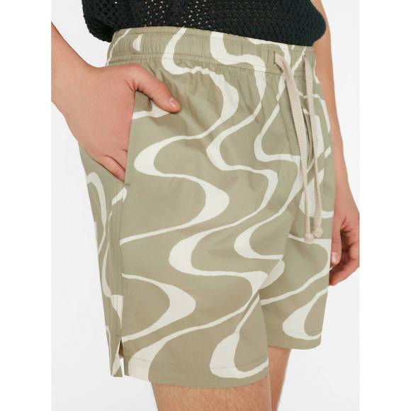 NEW FRAME abstract wave graphic short in sand beige print - Picture 2 of 3